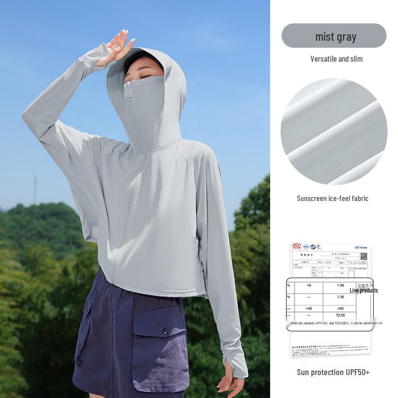 UPF 50+ Women's Summer Sun Protection Shawl: Ultra-Thin, Breathable, Anti-UV Ice Silk Jacket.