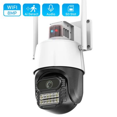 8MP WiFi IP Camera with Anti-theft Siren Alarm Human Detect PTZ Camera Color Infrared Night Vision Outdoor Security CCTV Camera