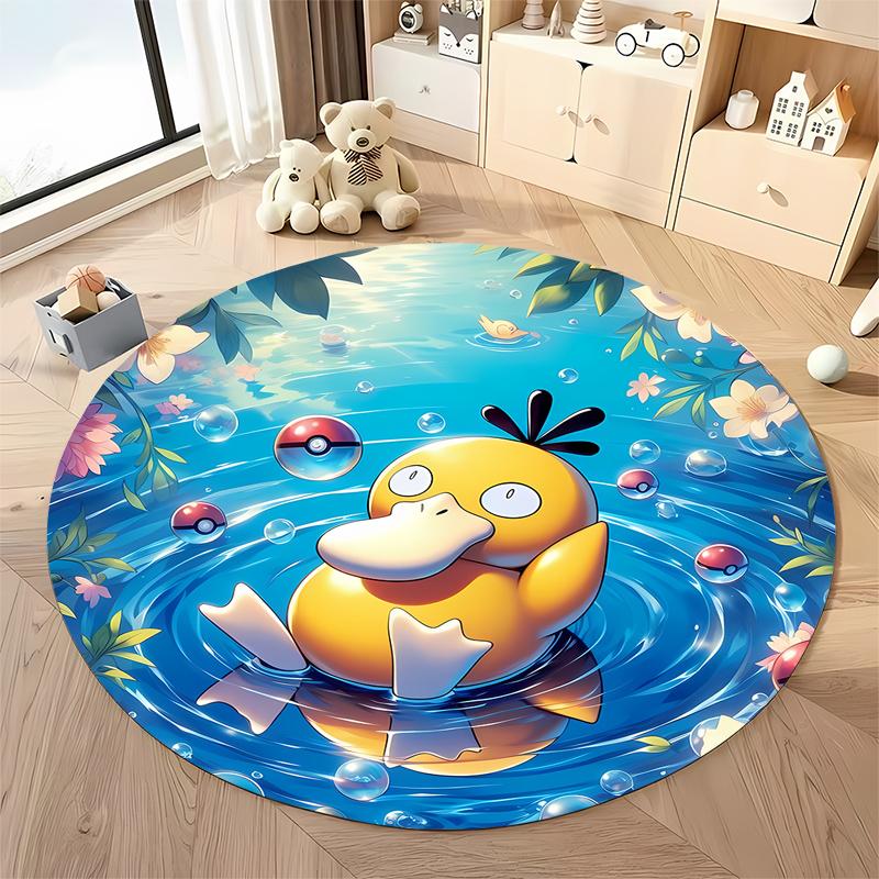 Various Styles and Sizes Pokemon Psyduck Cartoon Round Carpet Bedroom Living Room Sofa Study Desk Seat Mat Kids Room Decor Rug