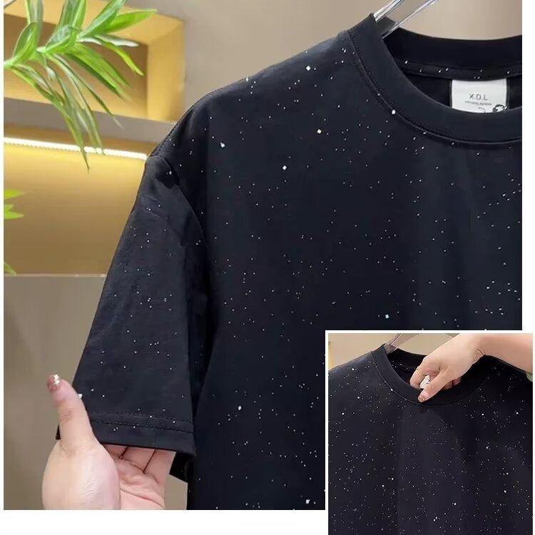 2026 Nieuw Heren T-shirt met Sterrenprint Korte Mouw: Europese Stijl Mode Casual Trendy Basislaag