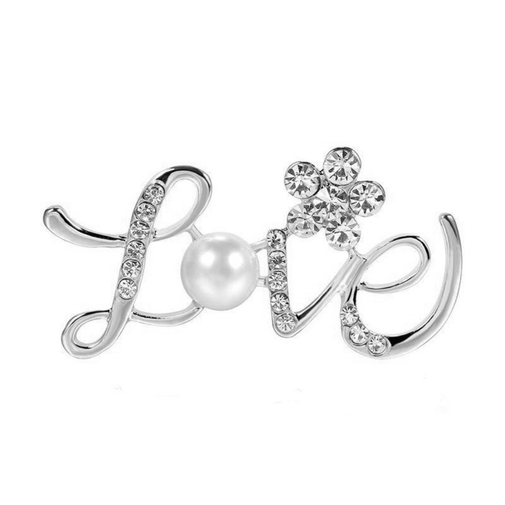 Faux Pearl Love Letter Brooch Decorative Brooch Pins New Lapel Pin Coats Jackets Hats