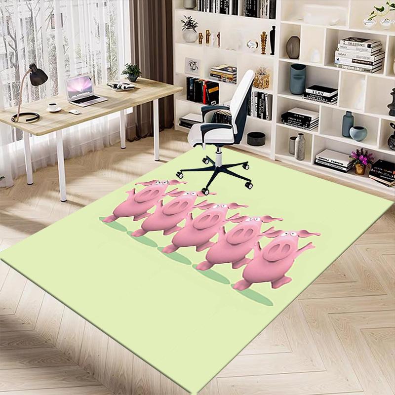 1PC pink pigs Non-Slip Floor Carpet Compatible for Office&Living Room&Bedroom&Dining room - Flat-Weave Machine-W310
