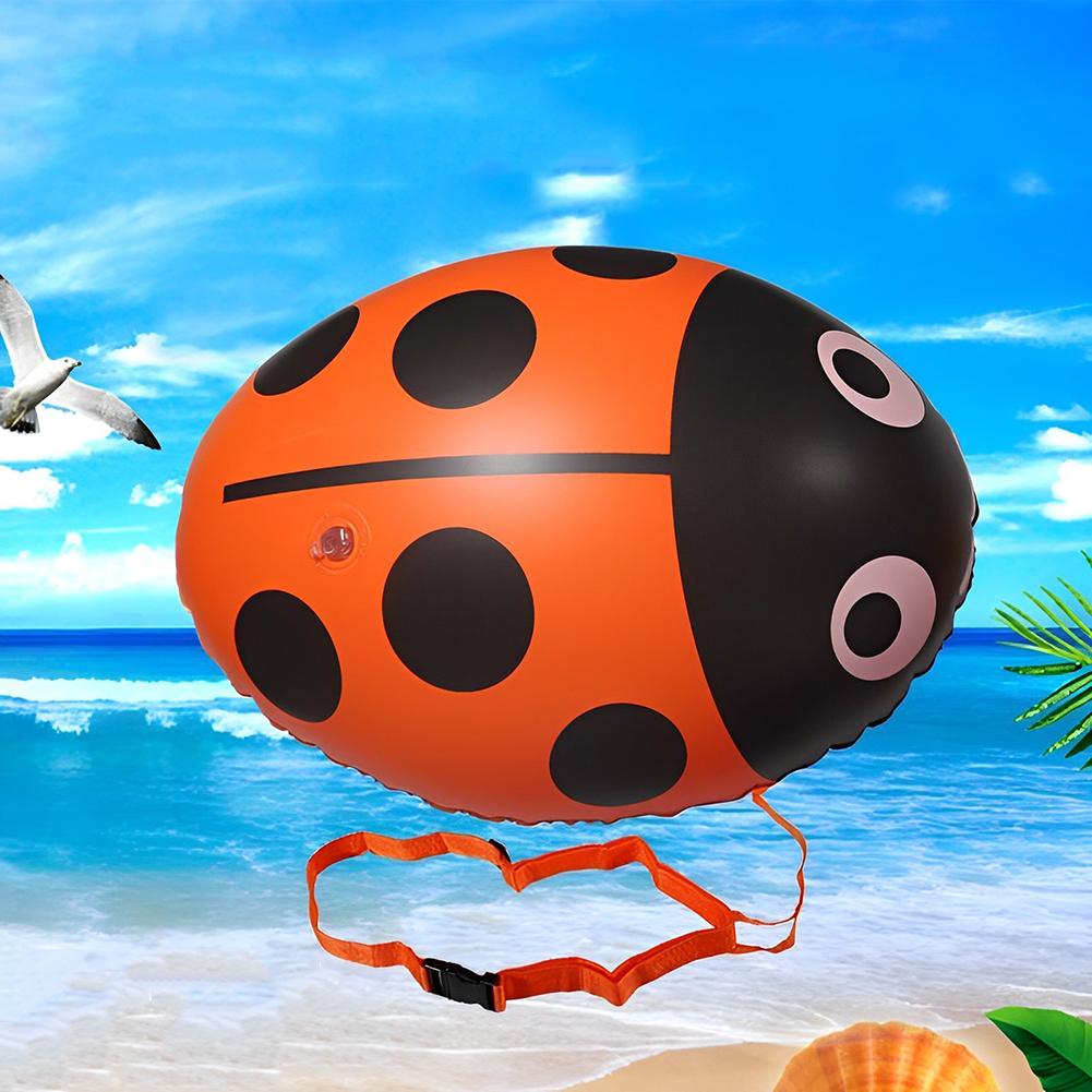 PVC Swimming Buoy Bag Inflatable Ladybug Float Bag Floating Double AirBag with Waist Belt High Visibility Water Sport Safety Bag