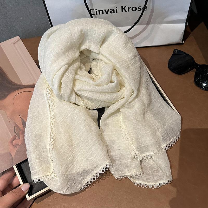 Scarf female autumn and winter new student small fresh literary solid color silk scarf multi-functional warm shawl scarf