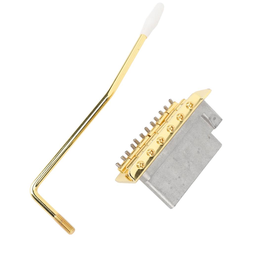 52.5mm Tremolo Bridge with Bar Zinc Alloy Vintage Electric Guitar Bridge Replacement for Fender Strat Style Guitars Gold