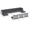11 Piece Garden Lounge Set with Cushions White Pine Wood