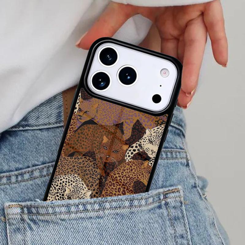 Luxury Tiger Leopard Phone Case for iPhone 17ProMax 12 13 14 15 16e 17 Pro Max Plus Air Cover
