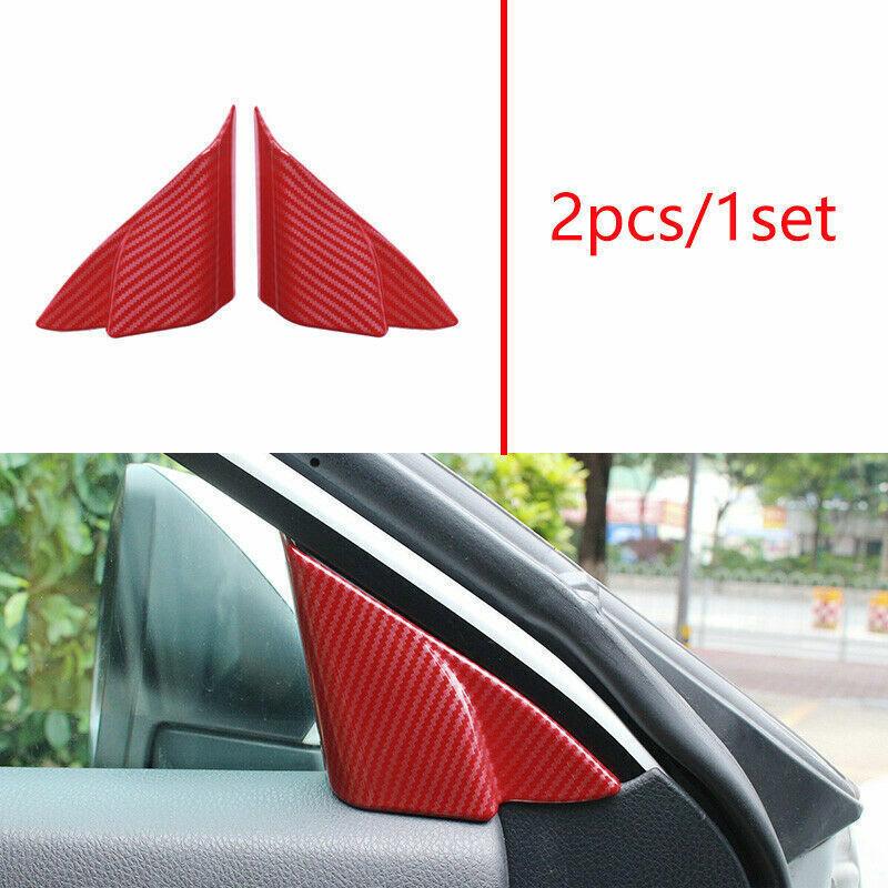 Red Carbon Fiber Front Triangle A Pillar Cover Trim For Toyota Camry 2018-