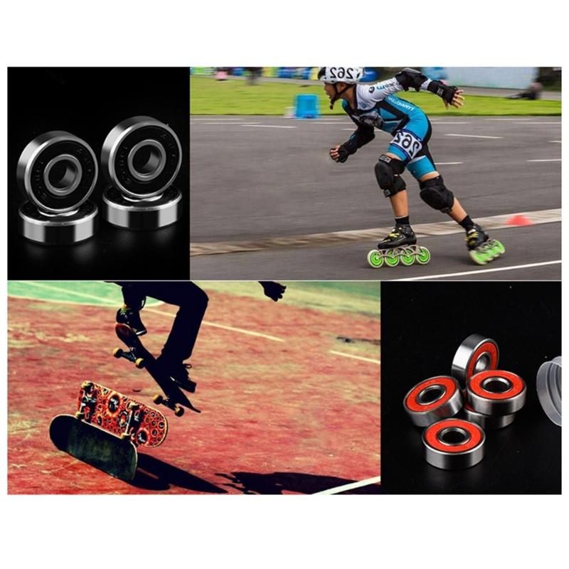 8Pcs High Speed Bearings Roller Skate Wheel Bearings Skate Scooter Steel Bearings High Performances Roller Easy To Use