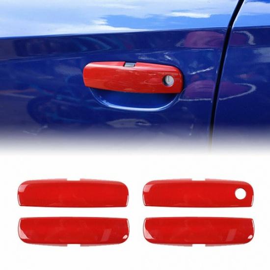 Set For 2011- Dodge Charger ABS Red Door Handle Covers Decoration Cover Trim