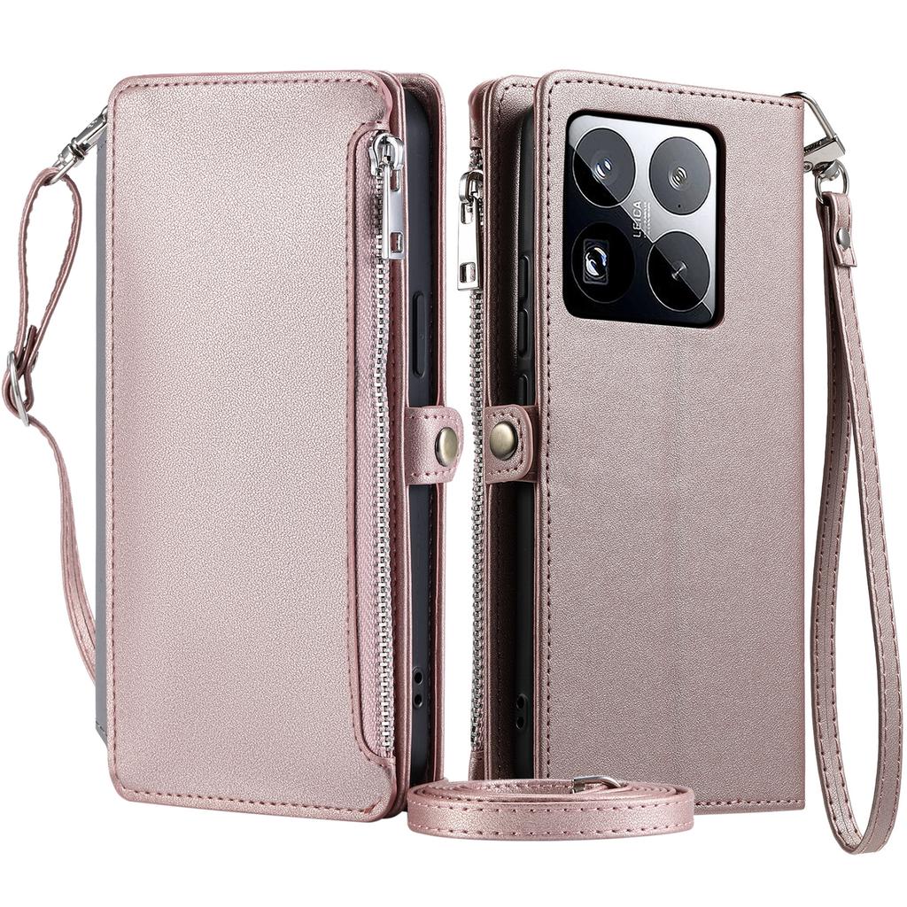 015 Style For Xiaomi 15 Pro Case TPU+PU Leather Wallet Phone Cover with Straps
