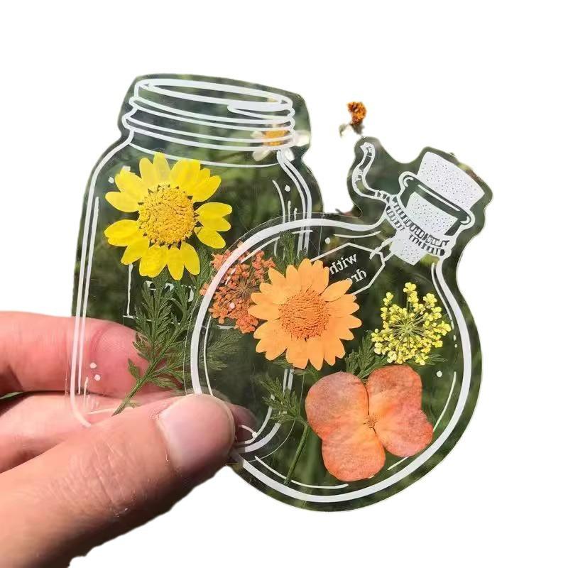 Handmade Dried Flower Bookmarks with Transparent Leaves - Creative Spring Collection