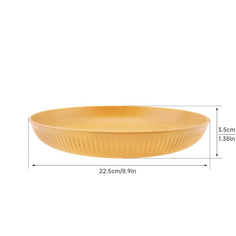 4pcs 8.9 Inch Unbreakable Lightweight Plates Wheat Straw Fiber FoodGrade Mixed Color Deep Plates Microwave and Dishwasher Plates