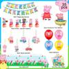 35Pcs Cartoon Party Decorations Set, Cartoon Birthday Party Supplies-Cartoon Birthday Decors Banners Tablecloth Spirals&Cartoon Balloons Cake Toppers