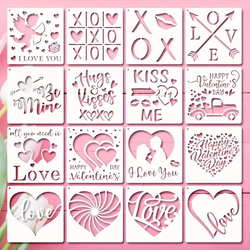 

16Pcs Painting Templates Reusable Cute Hollow Stencils for Wood Fabric Wall, Kids & Adults DIY Drawing Graffiti Tool Set