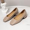 New Square Head Shallow Mouth Square Heel Small Leather Shoes Women's Elegant Fashion High Heels Dress Shoes Zapatos Mujer