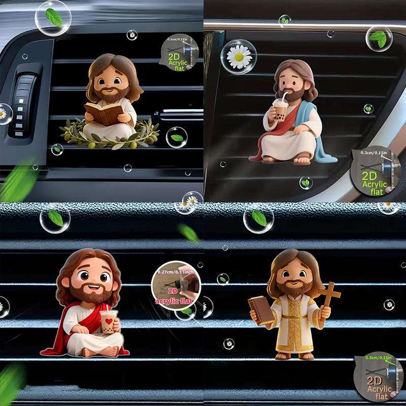 Cute Cartoon 2D Acrylic Car Air Vent Clips Religious Auto Air Freshener Clips For Car Interior Decoration