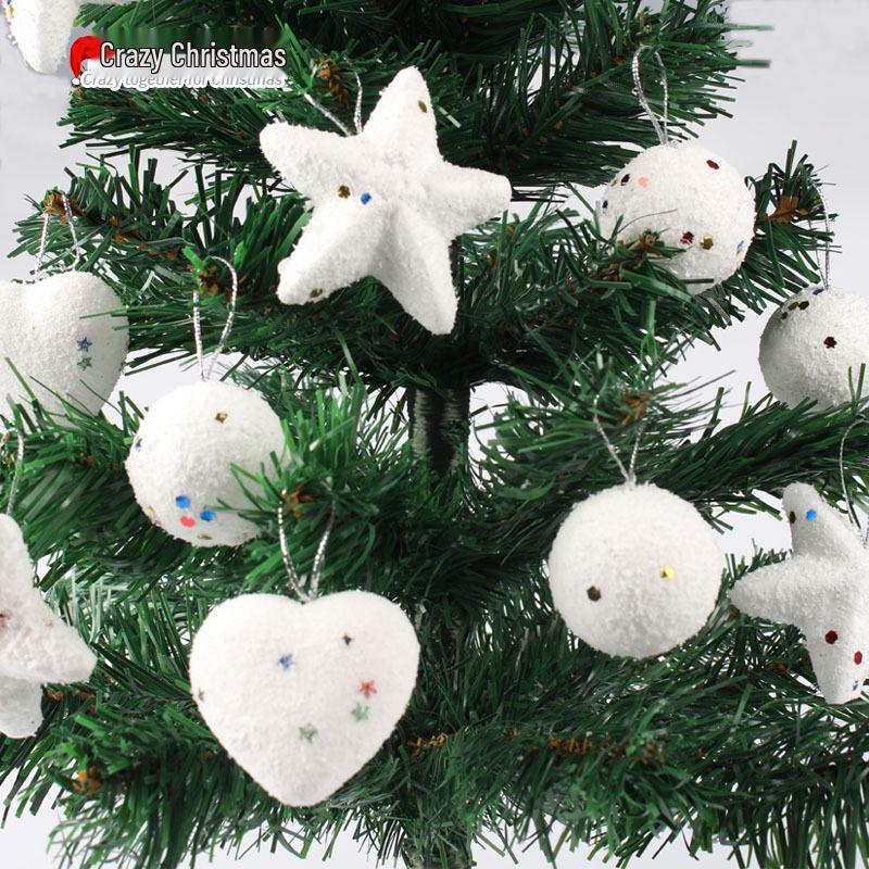 White Foam Snowball Christmas Ornament - Star & Bell Design Bell foam pendant (6 per pack) белый