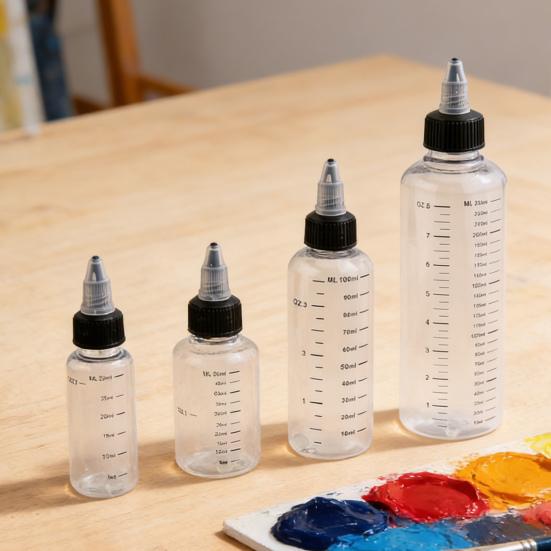 2/3/4 Stück 30/50/100/230 ml Klare Farbflasche mit Skalenmarkierung Nachfüllbare Dosierflasche Leere Quetschflasche mit Glasmischung