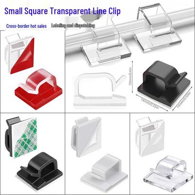 14x14mm Transparent Self-Adhesive Cable Organizer Clips for Desktop Wire Management