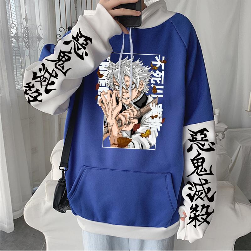 Japan Anime Demon Slayer Shinazugawa Sanemi Printed Hooded Men Women Manga Hoodies Plus Size Sweatshirt Harajuku Male Streetwear