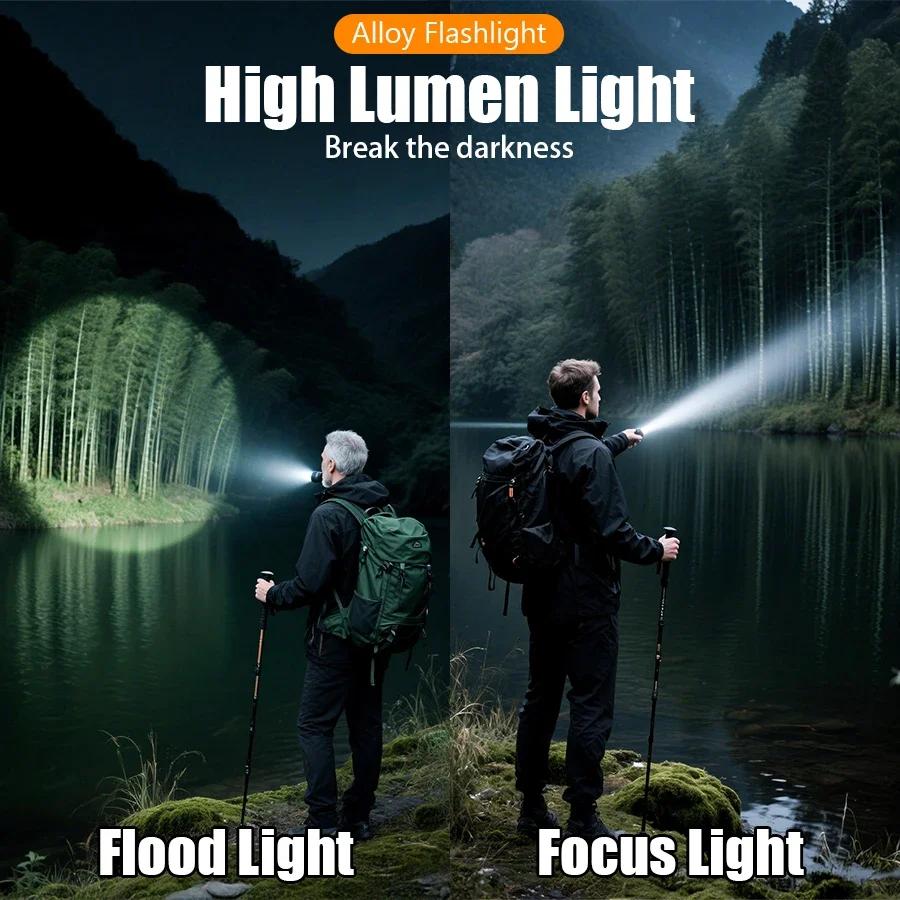 New 3000 LM Flashlight Outdoor Zoom Rechargeable Flashlights, All-aluminum Alloy, Can Light Up The Flame, Super High Power Torch