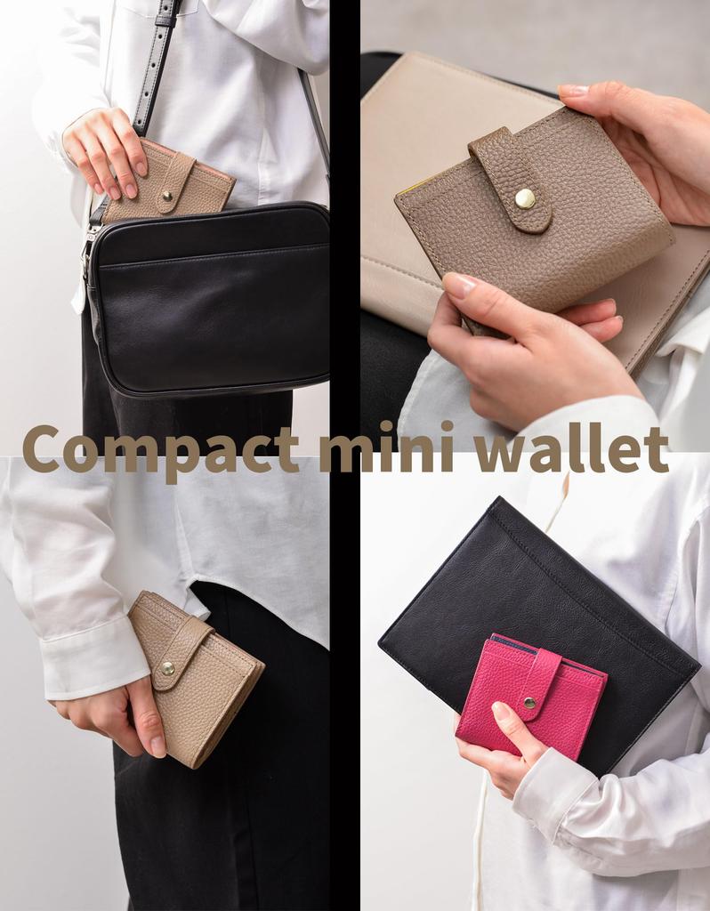 NO MORI Genuine Mini Popular Coin Easy to Bills Compact Wallet [HAKATA LEATHER] Women's Bi-fold Wallet, Leather, Wallet, Box-type Purse,
