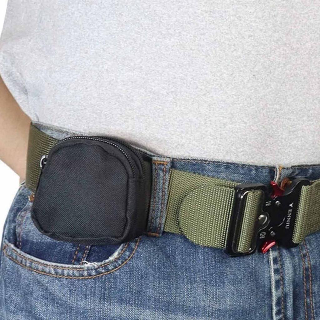 Men’s Molle Pouch – Nylon Double Zipper Pocket, Lightweight Outdoor Coin Purse, Card Holder, Key Organizer, Belt Waist Bag for Camping, Hiking