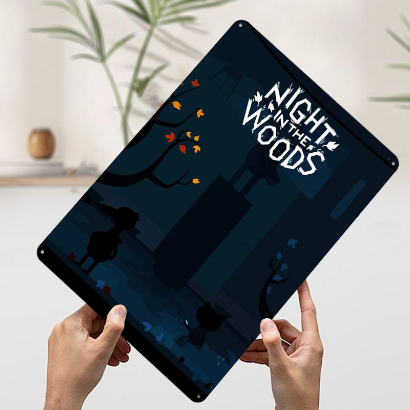 

Night in the Woods Game Tin Plaque Poster Customized Wall Art Retro Vintage Metal Signs for Man Cave Decoration Garage Wand Deko 7.9x11.8In(20x30cm)