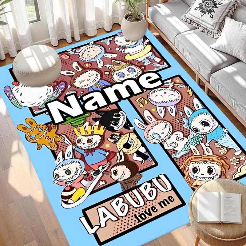 Custom Name Personalized Labubu Print Carpet, Versatile Home Decor Rug, for Playroom, Apartment, Balcony, Entryway, Hallway Gift