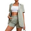 Women's Suit Fashion Temperament Suit Solid Color Suit High Waist Shorts Two-piece Set