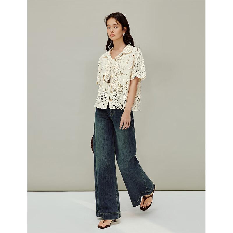 INMAN Women's French Hollow Crochet Knit Top