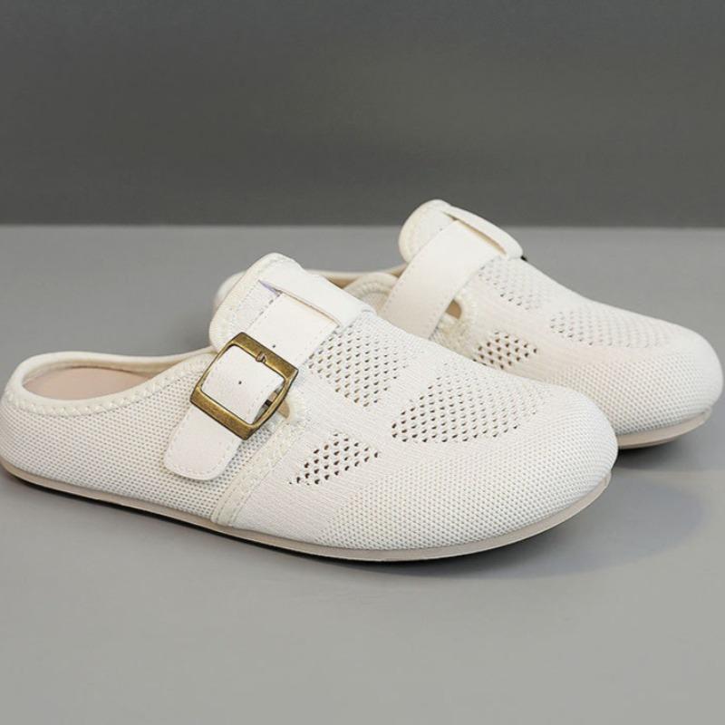 New Canvas Half Slippers Women Shoes 2025 Summer Breathable Slides Thick Bottom Heightening Casual Shoes Fashion Slippers Women