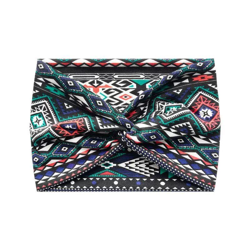 European and American Bohemian Elastic Cross Headband with Paisley Pattern and Knotted Design