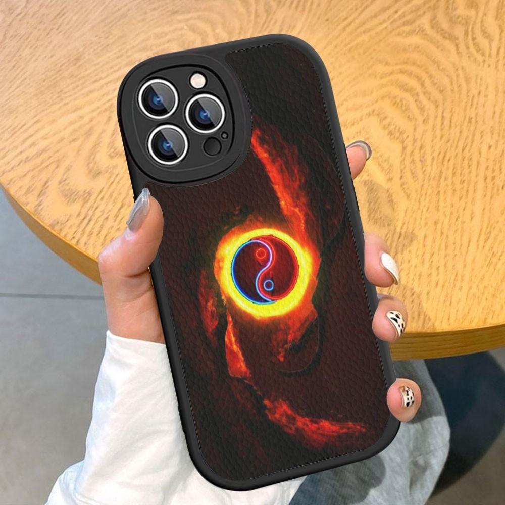 Naturalize Yin and Yang Chinese Tai Chi Pouzdro na telefon z tvrdé kůže pro iPhone 14 13 12 Mini 11 14 Pro Max Xs X Xr 7 8 Plus Fundas