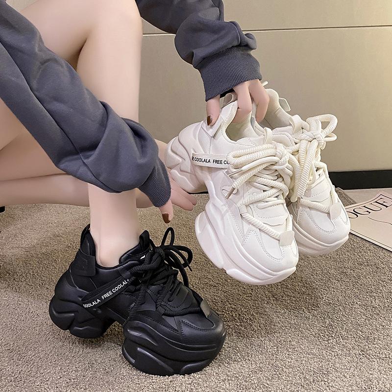 Women Chunky  Sneakers High Platform Sports Shoes New 2025 Autumn Thick Bottom Women's Wedge Casual Shoes