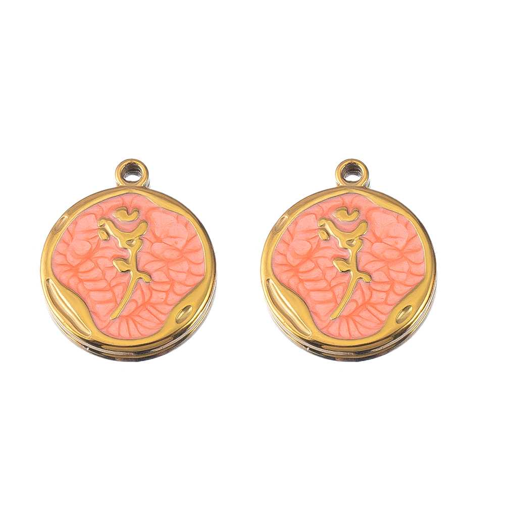 2pcs Stainless Steel Orange Enamel Retro Anklet Charm Bohemia Gold Plated Pendant Base for DIY Earring Necklace Jewelry Findings