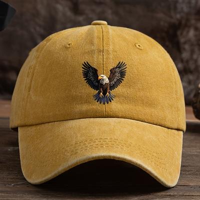 A Winged Eagle Print Baseball Cap for Men's Outdoor Hat, Fashionable and Versatile, Hip-hop Adjustable Duckbill Cap