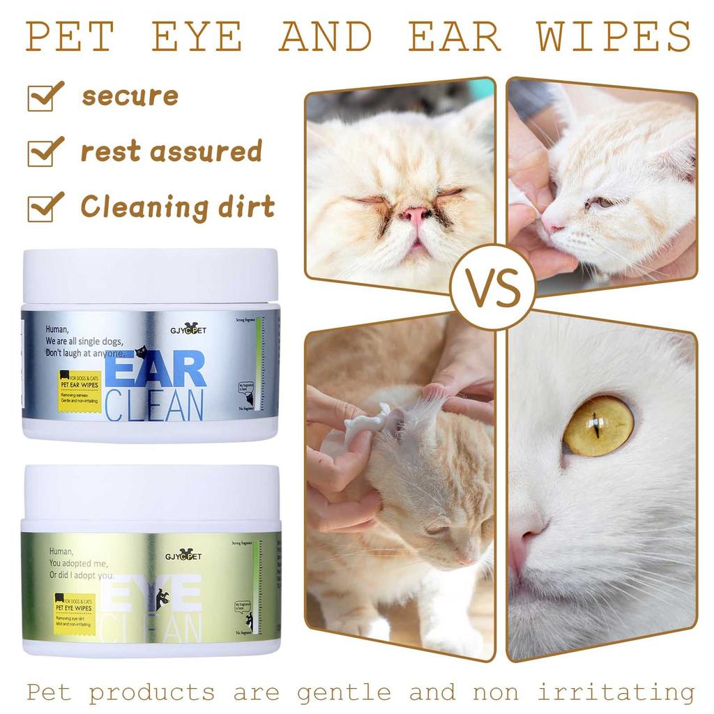 120 Pcs Pet Eye Wet Wipes Cat Dog Tear Stain Remover Gentle Cleaning Wipes Sterile Grooming Cleaning Paper Towels