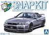 Aoshima Bunka Kyozai Rakupla Snap Kit Nissan R34 Skyline Custom Wheels Scale Plastic Model Kit (AOSHIMA) No. 12CU-AS GT-R (Athlete Silver) 1/32