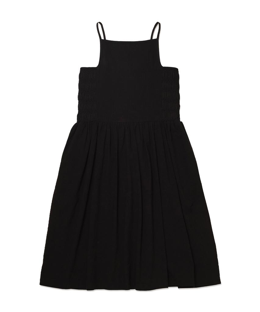 COTTON BELL Seersucker Smocked Dress - Black