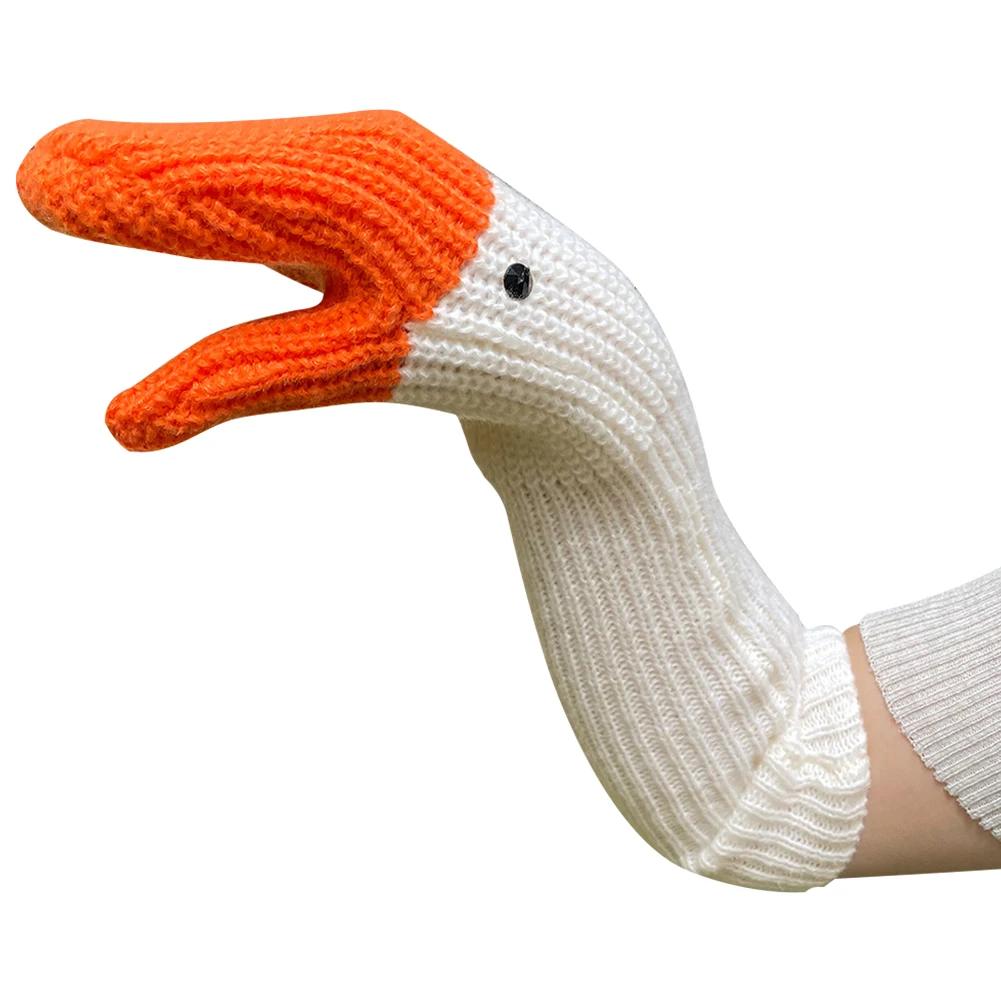 Unisex Knitted Swan Gloves Cold-Proof Creative Knitting Gloves Full Finger Animal Warm Mittens for Children Adult