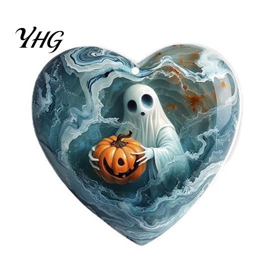Dekorative Auto-Rückspiegel-Anhänger Halloween-Geist Schlüsselanhänger, Gruseliger Kürbis Schlüsselanhänger-Anhänger, Leichte Acryl-Schlüsselanhänger Niedlicher Herz-Taschenanhänger