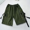 Mid-Rise Elastic Waistband Multi Pockets Chain Strap Decor Men Shorts Outdoor Fitness Cargo Short Pants