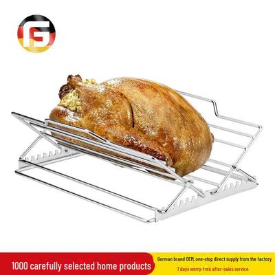 Stainless Steel Foldable Adjustable Chicken Rack for Oven Baking and Grilling