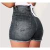 Dames Nieuwe Stretch Slim Hole Fringe Denim Shorts