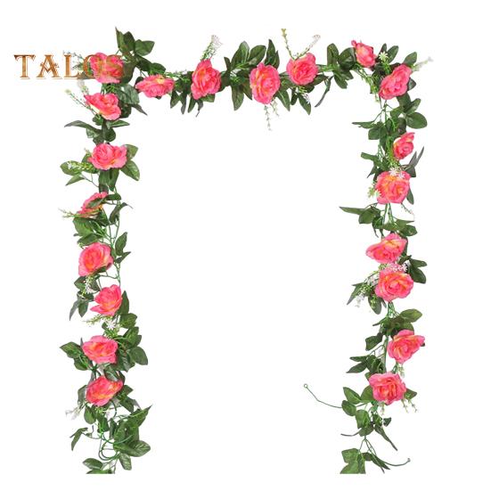 

220 см искусственная розовая гирлянда реалистичная комнатная и уличная подвесная искусственная цветочная гирлянда растения виноградная лоза свадебная вечеринка весенняя каминная полка крыльцо лестница украшение темно-розовый