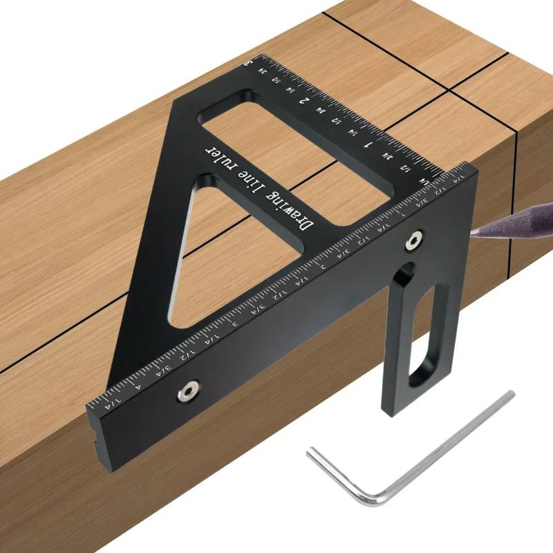 3D Multi-Angle Miter Triangle Ruler,45/90 Degree Aluminum Woodworking Square Protractor,High Precision Layout Measuring Tool