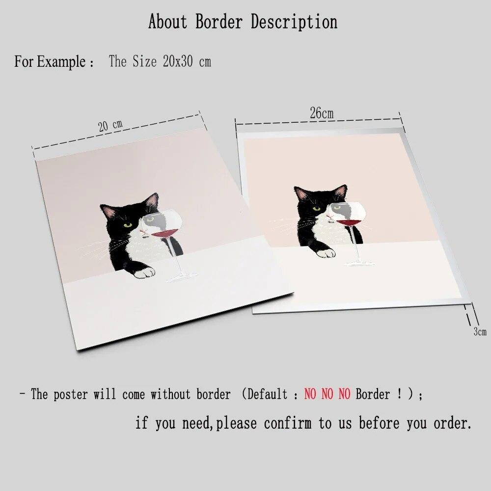 Funny Cat Poster White Cats Taste Red Wine Canvas Painting Cat Lover Gifts Kitchen Wall Art Pictures for Living Room Home Decor