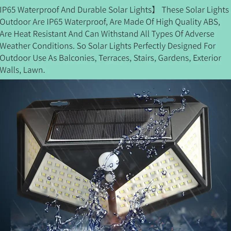 1/2/4/6/8 PCS 100 LED Solar Power Wall Light  1200mAh IP65 Waterproof  Motion Sensor Wall Lights For Garden Outside Decoration